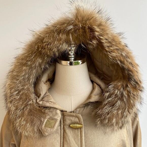 Lew Magram Collection Genuine Coyote Fur Trim Gold Coat sz XS - Picture 2 of 14